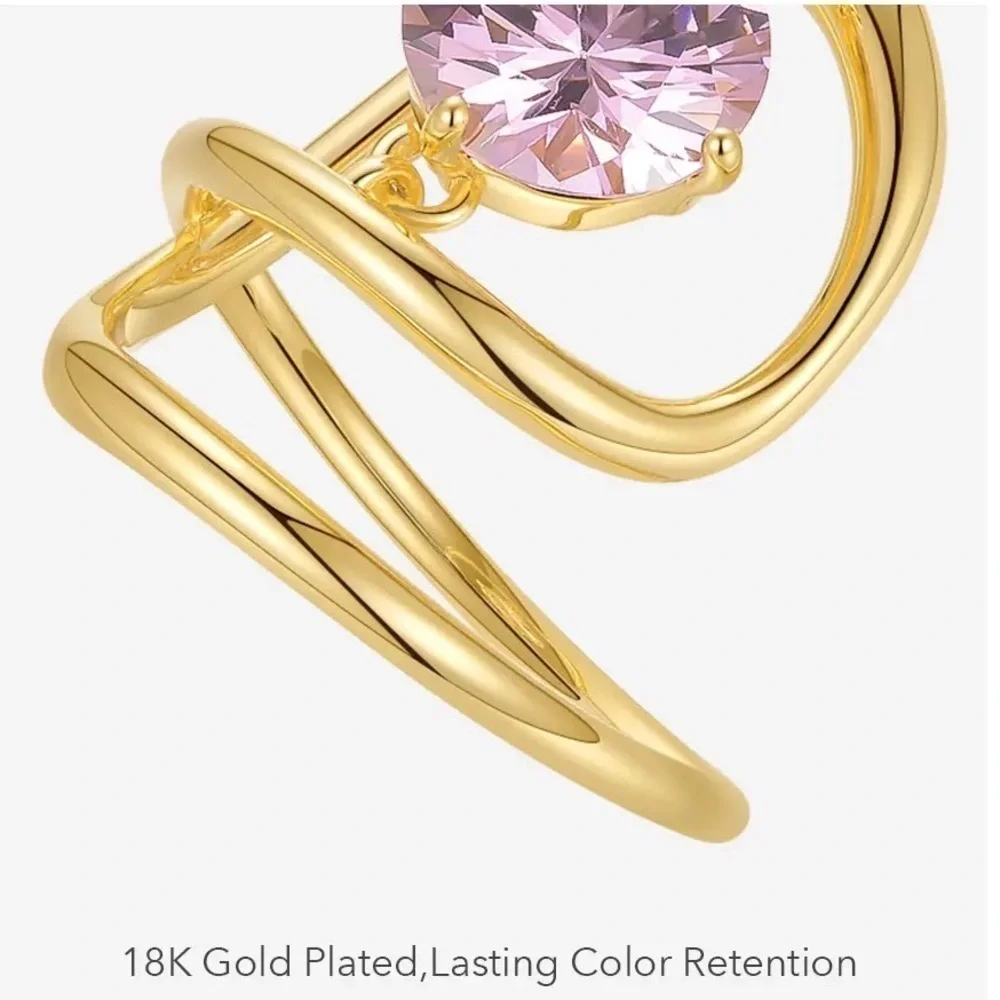 Jess 18k Gold Plates Geometric Pink CZ Ring